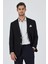 Siyah Mono Yaka Gofreli Esnek 6 Drop Slim Fit Casual Ceket 1002250125 1