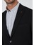 Siyah Mono Yaka Düz 2 Düğme Casual Esnek Slim Fit Ceket 1002250123 4
