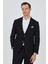 Siyah Mono Yaka Gofreli Esnek 6 Drop Slim Fit Casual Ceket 1002250126 1