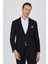 Siyah Mono Yaka Gofreli Esnek 6 Drop Slim Fit Casual Ceket 1002250126 3