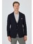 Koyu Lacivert Mono Yaka Gofreli Esnek 6 Drop Slim Fit Casual Ceket 1002250126 1