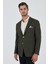Koyu Haki Mono Yaka Gofreli Esnek 6 Drop Slim Fit Casual Ceket 1002250126 1
