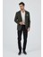 Koyu Haki Mono Yaka Gofreli Esnek 6 Drop Slim Fit Casual Ceket 1002250126 2