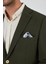 Koyu Haki Mono Yaka Gofreli Esnek 6 Drop Slim Fit Casual Ceket 1002250126 4