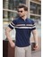 Lacivert Fermuarlı Polo Yaka Triko Erkek T-Shirt E7299 3