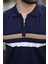 Lacivert Fermuarlı Polo Yaka Triko Erkek T-Shirt E7299 4