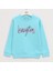 Kız Çocuk Şardonlu Uzun Kol Kalın Bisiklet Yaka Tişört - 32021 - Turkuaz 1