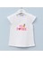 Kız Çocuk Kısa Kol Bisiklet Yaka Tişört - 32125 - Beyaz 1