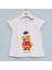 Kız Çocuk Kısa Kol Bisiklet Yaka Tişört - 32269 - Beyaz 1
