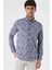 Koyu Lacivert Kısalabilir Kollu Desenli Jakarlıcepsiz %100 Pamuk Casual Slim Fit Gömlek 1004230182 1