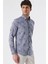 Koyu Lacivert Kısalabilir Kollu Desenli Jakarlıcepsiz %100 Pamuk Casual Slim Fit Gömlek 1004230182 2