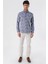 Koyu Lacivert Kısalabilir Kollu Desenli Jakarlıcepsiz %100 Pamuk Casual Slim Fit Gömlek 1004230182 4