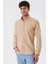 Bej Düz Desenli Slim Fit Düğmeli Yaka Kısalabilir Kol Gömlek 30180591 1