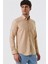 Bej Düz Desenli Slim Fit Düğmeli Yaka Kısalabilir Kol Gömlek 30180591 3