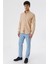 Bej Düz Desenli Slim Fit Düğmeli Yaka Kısalabilir Kol Gömlek 30180591 4