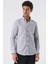 Açık Gri Kısalabilir Kollu Desenli JakarlıCepsiz %100 Pamuk Casual Slim Fit Gömlek 1004230183 3