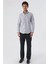 Açık Gri Kısalabilir Kollu Desenli JakarlıCepsiz %100 Pamuk Casual Slim Fit Gömlek 1004230183 4