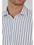 Siyah Yarım Italyan Yaka Çizgili Desen Casual Slim Fit Gömlek 1004250216 4