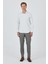 Beyaz Sert Yaka Cepsiz Gabardin Uzun Kol Slim Fit Esnek Gömlek 1004250231 2
