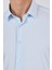 Koyu Mavi Sert Yaka Cepsiz Gabardin Uzun Kol Slim Fit Esnek Gömlek 1004250234 4