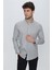 Uzun Kol Baskılı Bez Ayağı Düğmeli Yaka Cepsiz Klasik Slim Fit Dar Kesim Pamuklu Likralı Gömlek 1004225246 2