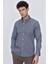 İndigo Mavi Uzun Kol Gömlek Yaka Klasik Slim Fit Pamuklu Likralı Gömlek 1004225207 3