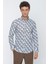 Bej Uzun Kol Baskılı Pamuklu Likralı Slim Fit Dar Kesim Klasik Gömlek 1004225157 1