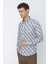 Bej Uzun Kol Baskılı Pamuklu Likralı Slim Fit Dar Kesim Klasik Gömlek 1004225157 3