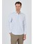Koyu Mavi Yarım Italyan Yaka Çizgili Desen Casual Slim Fit Gömlek 1004250216 3