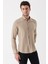 Bej Uzun Kollu Çizgili Gofreli Cepsiz Klasik Slim Fit Dar Kesim Gömlek 1004230233 5