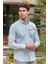 Koyu Haki Kısalabilir Kol Baskılı Cepsiz %97 Pamuk %3 Elastane Klasik Slim Fit Gömlek 1004240116 1