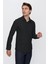Siyah Düz Desen Slim Fit Sert Yaka Gömlek 1