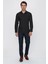 Siyah Düz Desen Slim Fit Sert Yaka Gömlek 2
