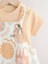 %100 Pamuklu Krem Safari Salopet Body Zıbın Set 3