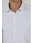 Beyaz Sert Yaka Cepsiz Gabardin Uzun Kol Slim Fit Esnek Gömlek 1004250234 4