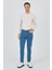 Koyu Mavi Gabardin 5 Cep Düz Paça Casual Slim Fit Pamuklu Denim Pantolon 1023250155 4