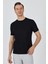 Siyah Kısa Kol Bisiklet Yaka Cepsiz Pamuklu Casual Slim Fit Tişört 1011250165 3