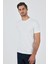 Beyaz Kısa Kol Bisiklet Yaka Cepsiz Pamuklu Casual Slim Fit Tişört 1011250165 4