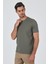 Koyu Haki Kısa Kol Bisiklet Yaka Cepsiz Pamuklu Casual Slim Fit Tişört 1011250165 1
