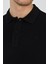 Siyah Polo Yaka Kısa Kol Cepsiz Slim Fit Classic Pamuklu Tişört 1011250177 4