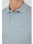 Buz Mavi Kısa Kol Düz Pike Polo Yaka Cepsiz Pamuk Casual Slim Fit Tişört 1011250157_350 4