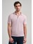 Pembe Kısa Kol Baskılı Pike Polo Yaka Cepsiz Esnek Casual Slim Fit Tişört 1011250150 1