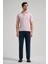 Pembe Kısa Kol Baskılı Pike Polo Yaka Cepsiz Esnek Casual Slim Fit Tişört 1011250150 2