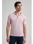 Pembe Kısa Kol Baskılı Pike Polo Yaka Cepsiz Esnek Casual Slim Fit Tişört 1011250150 3