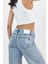 Yüksek Bel Simli Bol Paça Pantolon - Denim Denim - 28 4