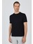 Siyah Kısa Kol Bisiklet Yaka Cepsiz Pamuklu Casual Slim Fit Tişört 1011250165 1