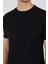 Siyah Kısa Kol Bisiklet Yaka Cepsiz Pamuklu Casual Slim Fit Tişört 1011250165 4