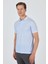 Koyu Mavi Kısa Kol Baskılı Pike Polo Yaka Cepsiz esnek Casual Slim Fit Tişört 1011250153 3