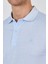 Koyu Mavi Kısa Kol Baskılı Pike Polo Yaka Cepsiz esnek Casual Slim Fit Tişört 1011250153 4