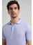 Koyu Mavi Kısa Kol Baskılı Pike Polo Yaka Cepsiz Esnek Casual Slim Fit Tişört 1011250150 4